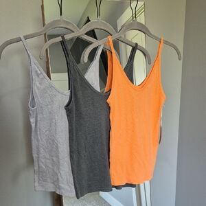 Women's Gray and Orange Tank Tops